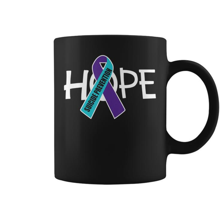 Suicide Prevention Purple Turquoise Ribbon Hope Coffee Mug