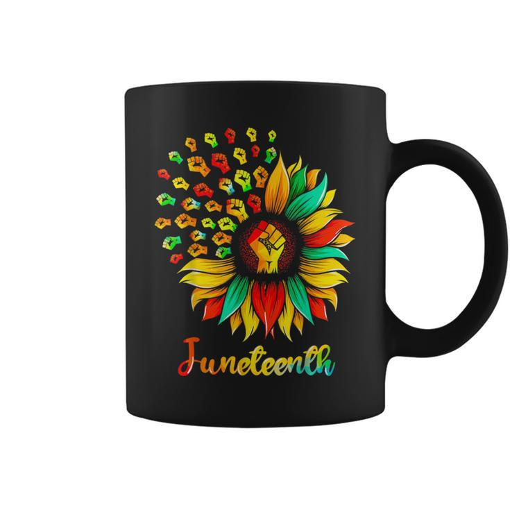 Sunflower Fist Junenth Black History African American Coffee Mug