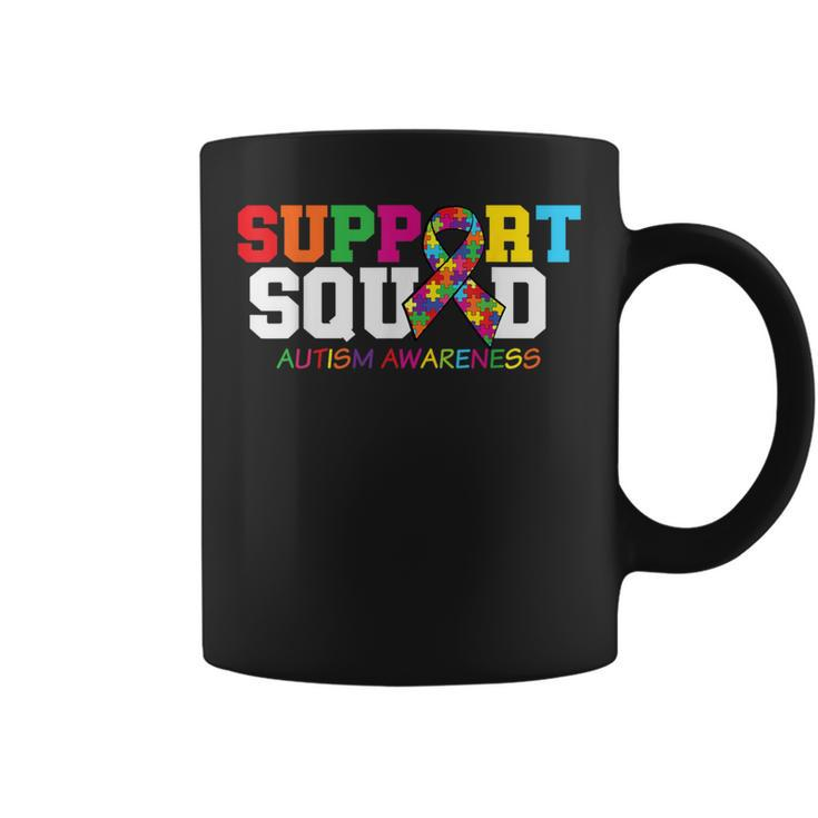 Support Squad Autism Awareness Multicolor Ribbon Coffee Mug