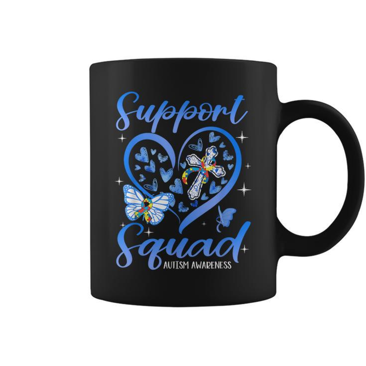 Support Squad Heart Christian Cross Autism Awareness Coffee Mug