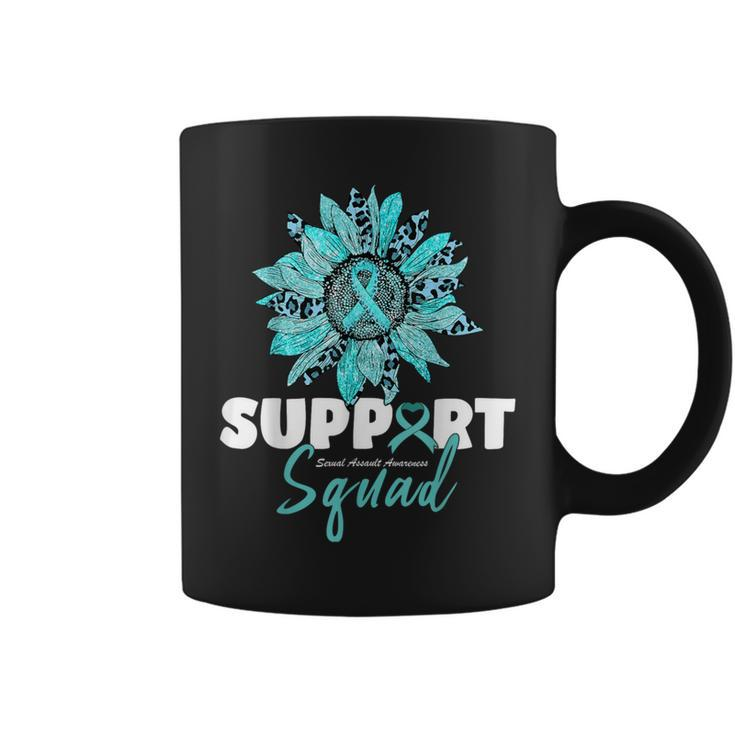 Support Squad Sexual Assault Awareness Month Teal Ribbon Coffee Mug