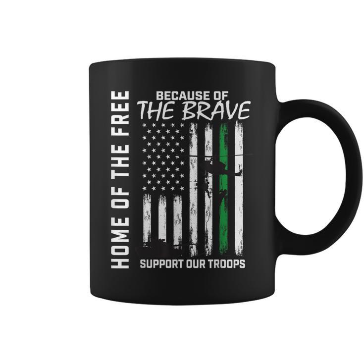 Support Our Troops Military Thin Green Line American Flag Coffee Mug