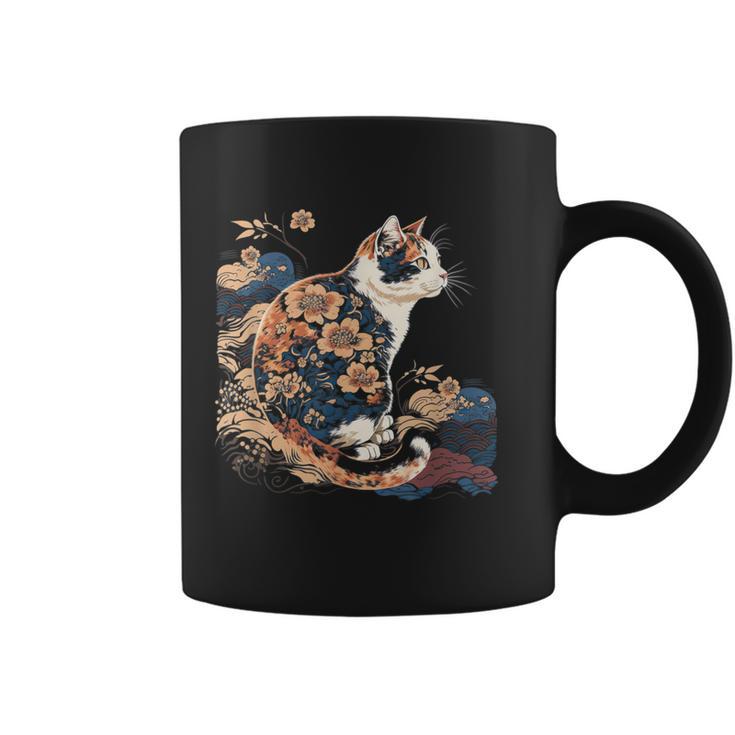 Surrealism Japanese Painting Calico Cat Coffee Mug