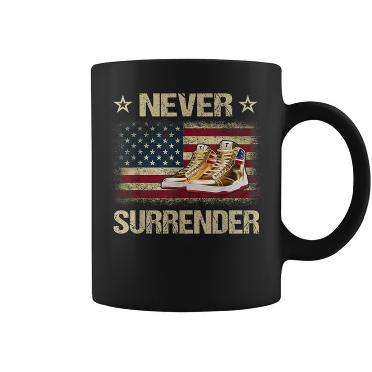 Never Surrender Gold Sneakers Pro Trump 2024 Coffee Mug