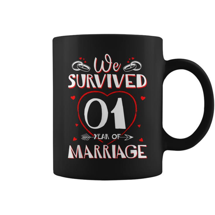 We Survived 1 Year Of Marriage Couple 1St Anniversary Coffee Mug