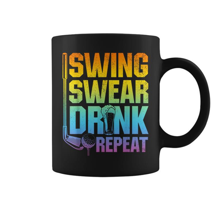 Swing Swear Drink Repeat Golf Saying Coffee Mug