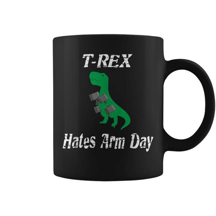 T-Rex Hates Arm Days Humorous Dinosaur Weight Lifting Coffee Mug