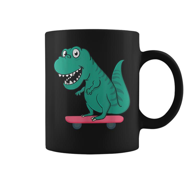 T Rex On Skate Board Skaters Skate Skating Woman Man Coffee Mug