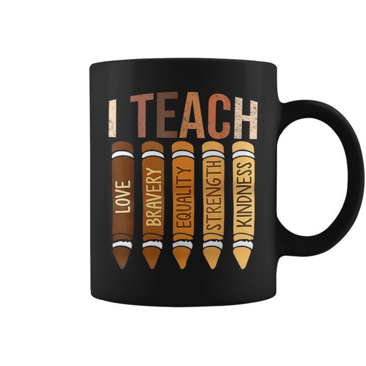 I Teach Black History Month African Teacher Melanin Crayons Coffee Mug