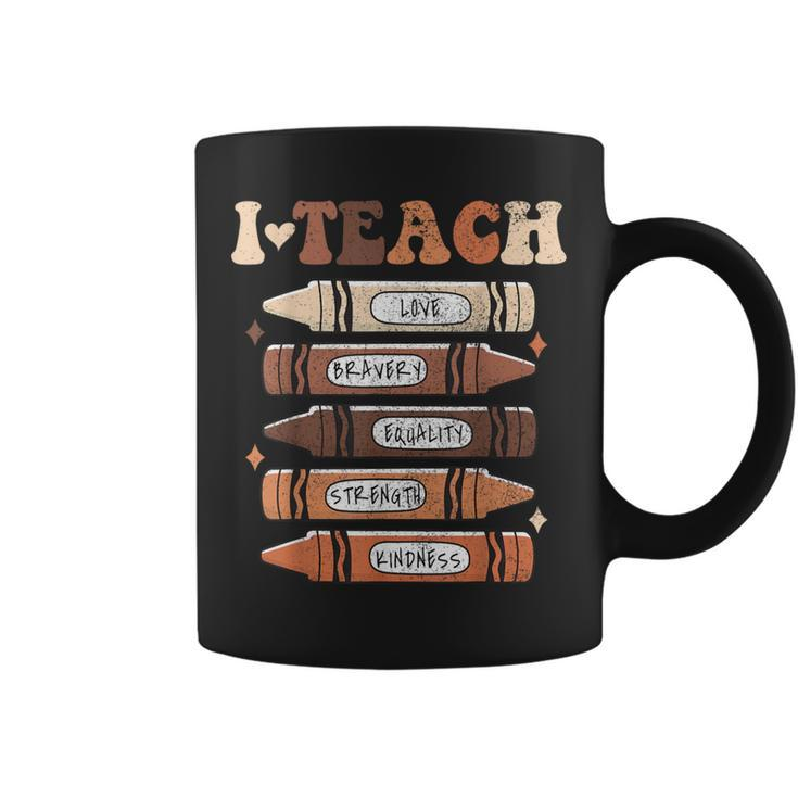 I Teach Black History Month Black Teacher Melanin Crayons Coffee Mug