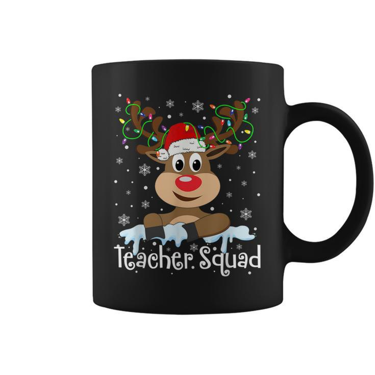 Teacher Squad Reindeer Christmas Pajamas Teacher Xmas Lights Coffee Mug