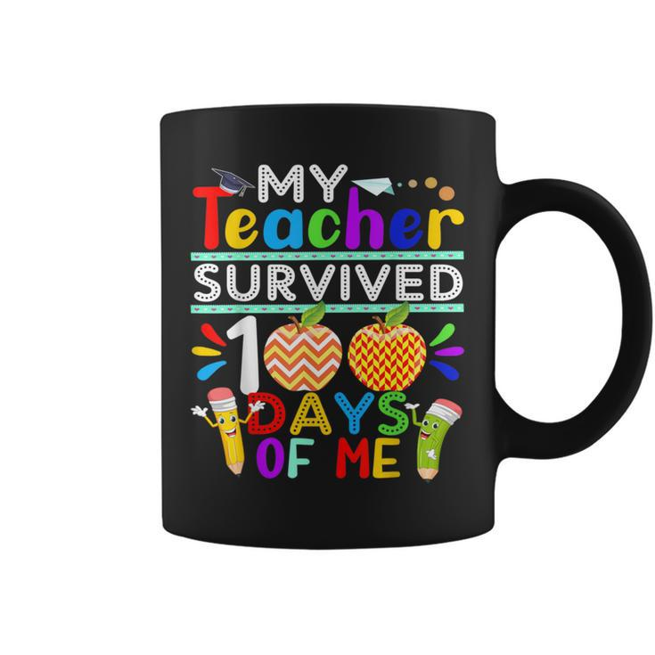 My Teacher Survived 100 Days Of Me Happy 100Th Day Of School Coffee Mug