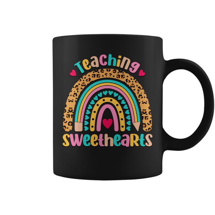 Teaching Sweethearts Teacher Valentines Day Boho Rainbow Coffee Mug