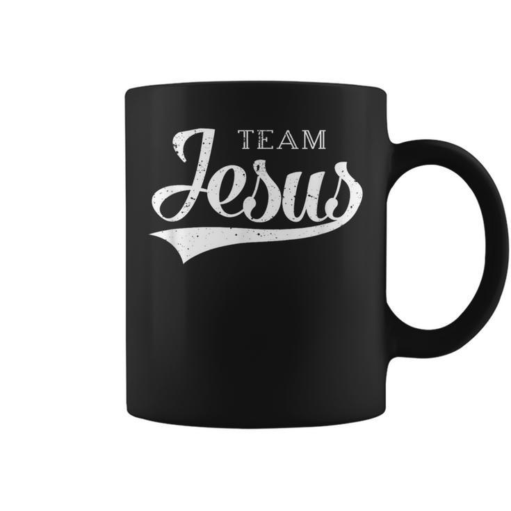 Team Jesus Retro Baseball Jersey Style Coffee Mug
