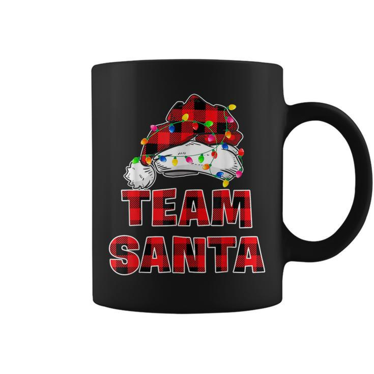 Team Santa Red Plaid Claus Hat Matching Family Christmas Coffee Mug