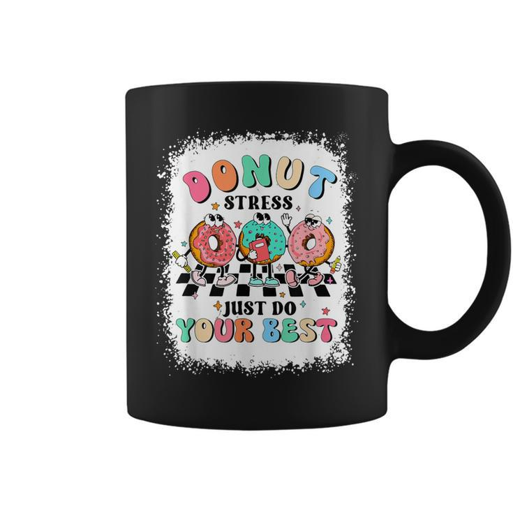 Test Day Donut Stress Just Do Your Best Teacher Groovy Coffee Mug