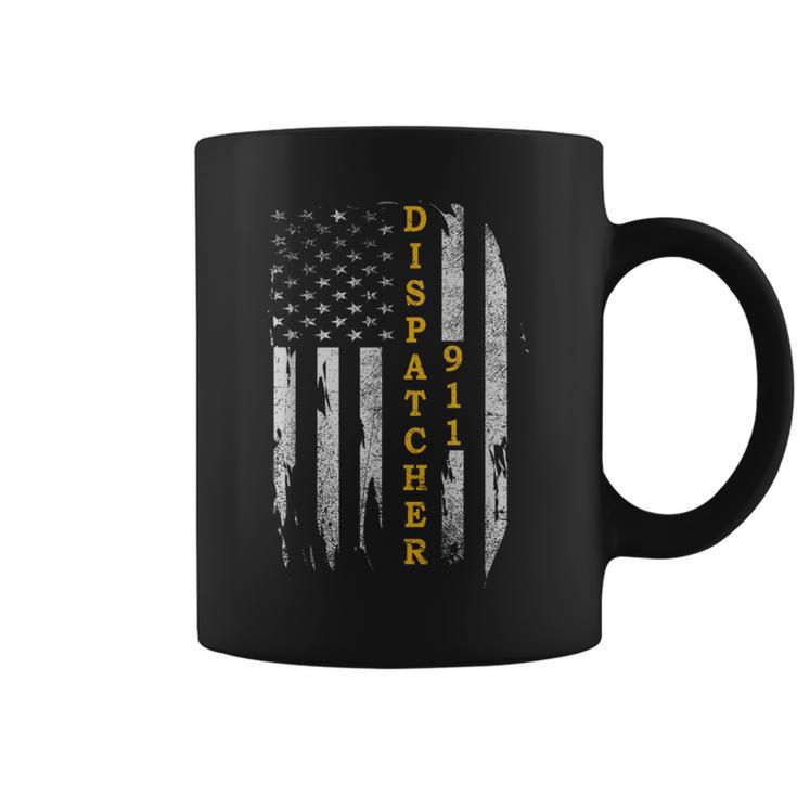 Thin Gold Line Flag American Usa Patriotic 911 Dispatcher Coffee Mug
