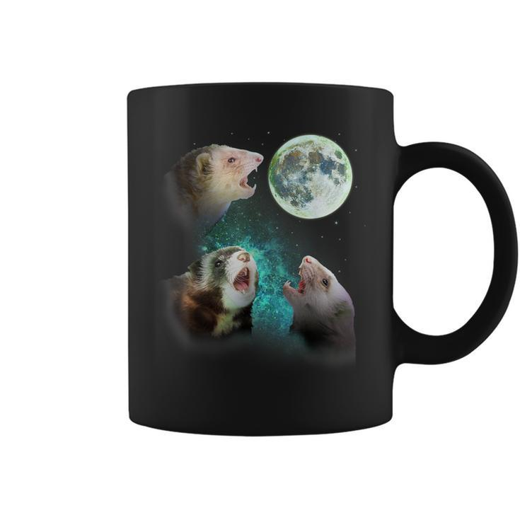 Three Ferrets Howl At Moon 3 Wolfs Wolves Parody Coffee Mug