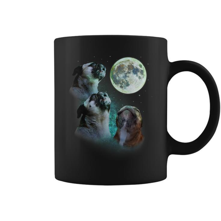 Three Pugs Howl At Moon 3 Wolfs Wolves Parody Coffee Mug