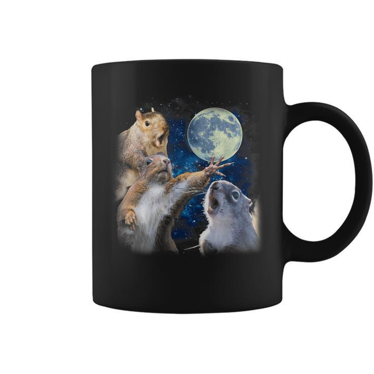 Three Squirrels Howling At The Moon Lover Animal Squirrel Coffee Mug