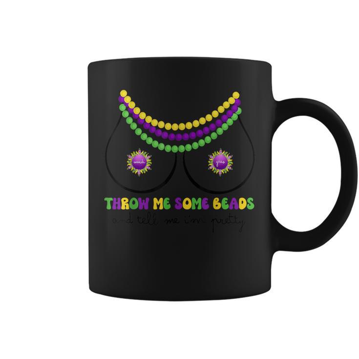 Throw Me Some Beads Boobs Mardi Gras Adult Women Coffee Mug