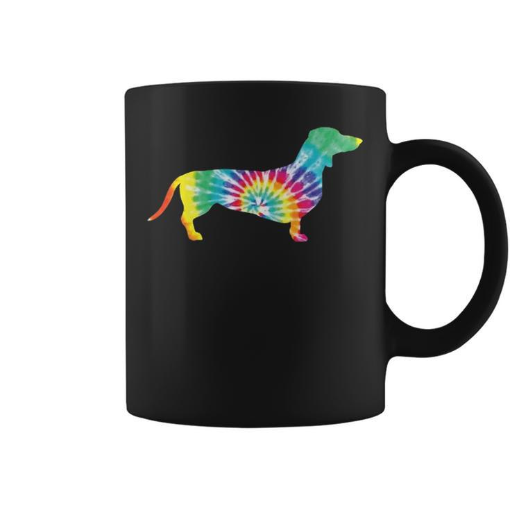 Tie Dye Dog Hippie Dachshund Retro Coffee Mug