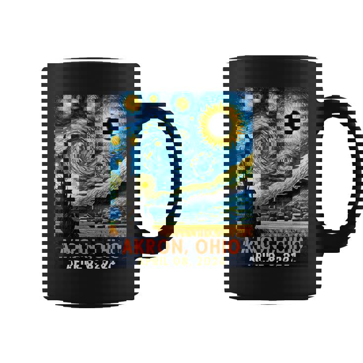 Total Solar Eclipse 2024 Akron Ohio Starry Night Van Gogh Coffee Mug