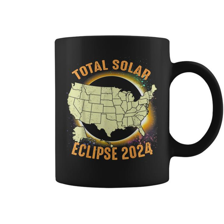 Total Solar Eclipse 2024 American Us Map Colorful Coffee Mug