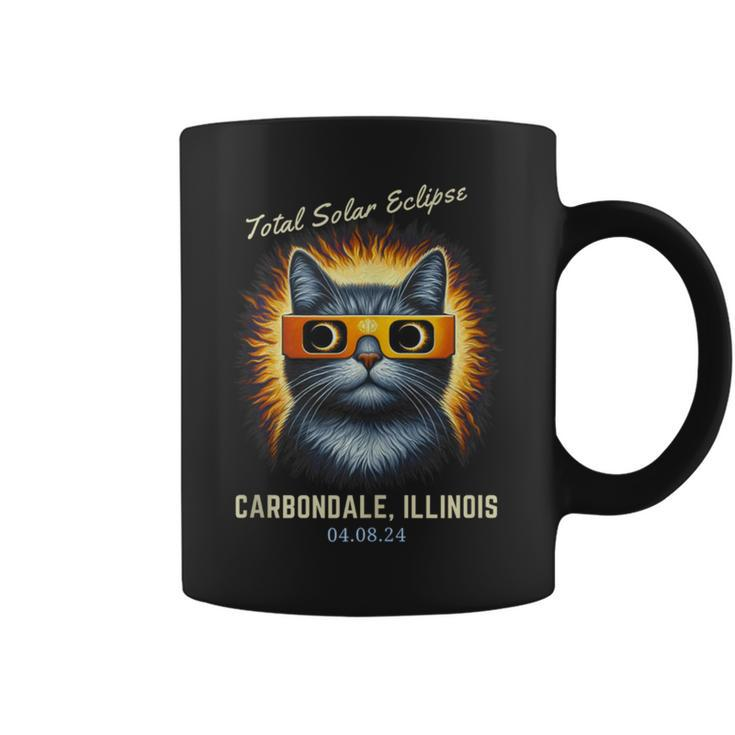 Total Solar Eclipse 2024 Carbondal Illinois Totality Cat Coffee Mug