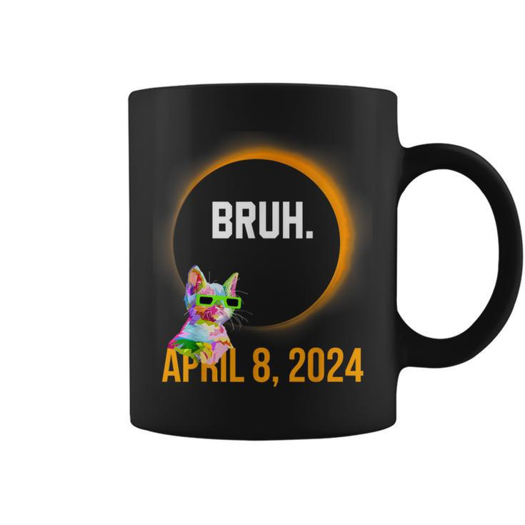 Total Solar Eclipse 2024 Cat Saying Bruh Meme Coffee Mug