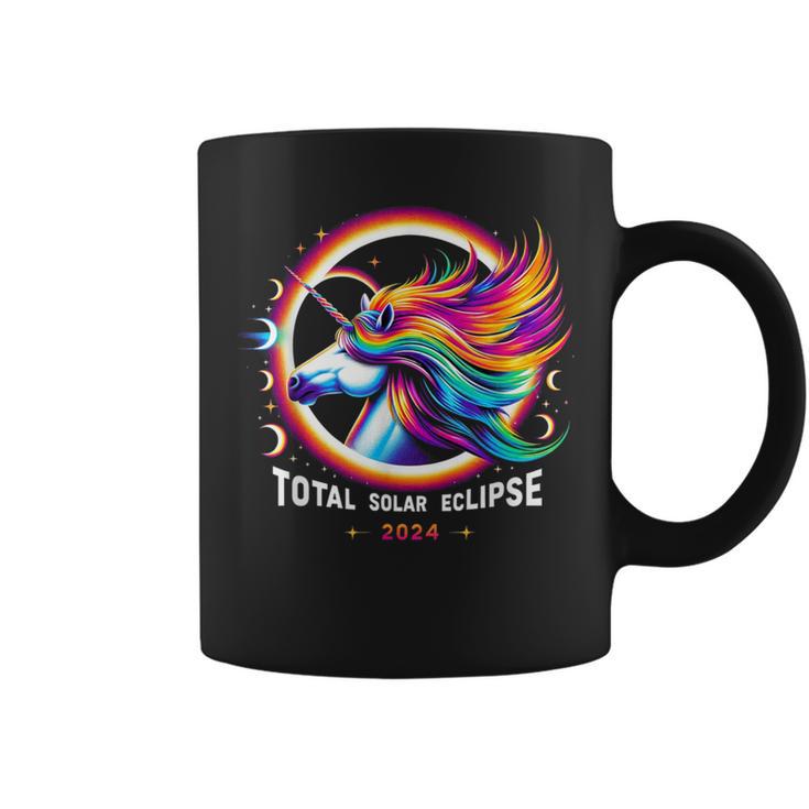 Total Solar Eclipse 2024 Rainbow Unicorn Coffee Mug