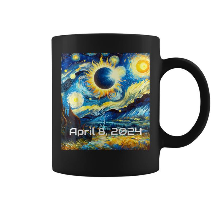 Total Solar Eclipse 2024 Starry Night Painting Van Gogh Coffee Mug