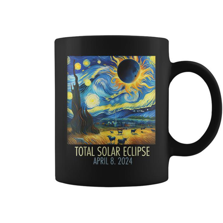 Total Solar Eclipse 2024 Starry Night Painting Van Gogh Coffee Mug