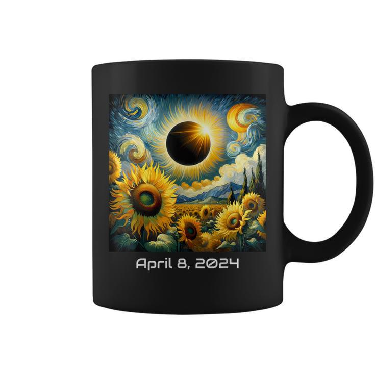 Total Solar Eclipse 2024 Sunflowers Painting Van Gogh Coffee Mug