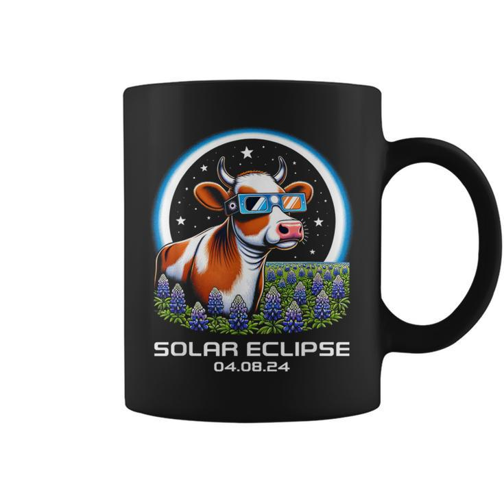 Total Solar Eclipse 2024 Texas Bluebonnet Cow Totality Cute Coffee Mug