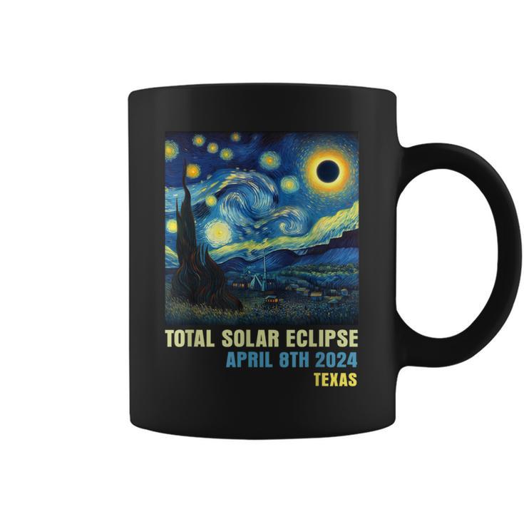 Total Solar Eclipse 2024 Texas State Starry Night Painting Coffee Mug