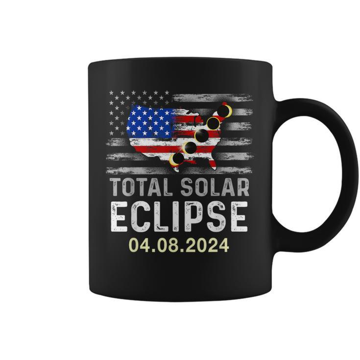 Total Solar Eclipse 2024 Eclipse Usa American Patriotic Flag Coffee Mug