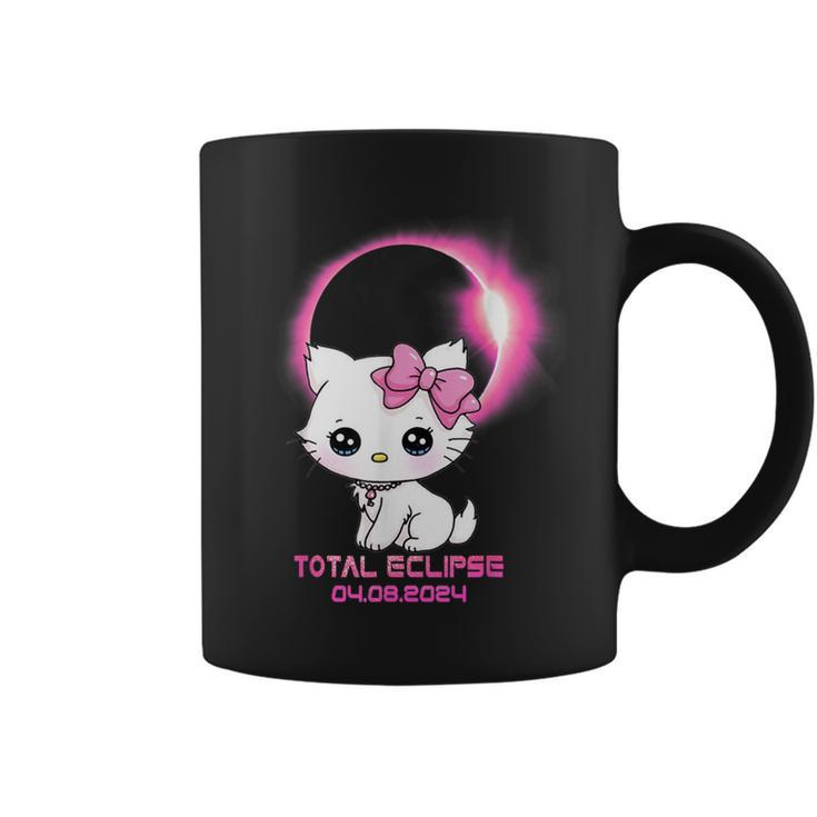 Total Solar Eclipse April 8 2024 Cat Boy Girl Coffee Mug
