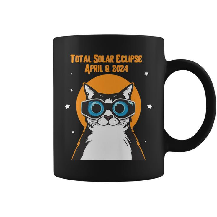 Total Solar Eclipse April 8Th 2024 Cat Wearing Eclipse Glass Coffee Mug