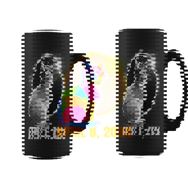 Total Solar Eclipse Cat Glasses April 8 2024 Novelty Coffee Mug