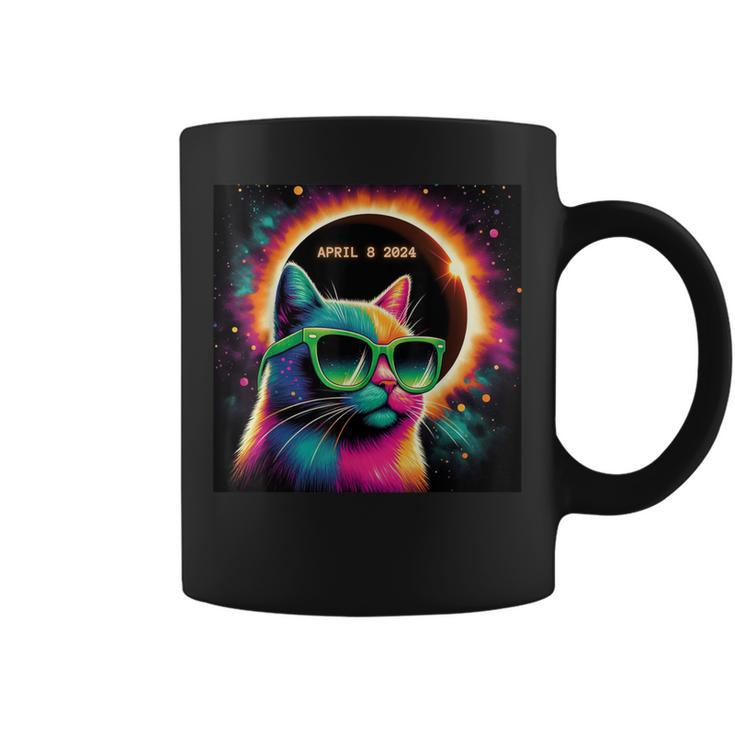 Total Solar Eclipse Cat Wearing Glasses April 8 2024 Coffee Mug