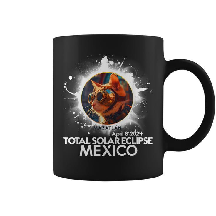 Total Solar Eclipse Mazatlan Mexico 2024 Astronomy Cat Coffee Mug