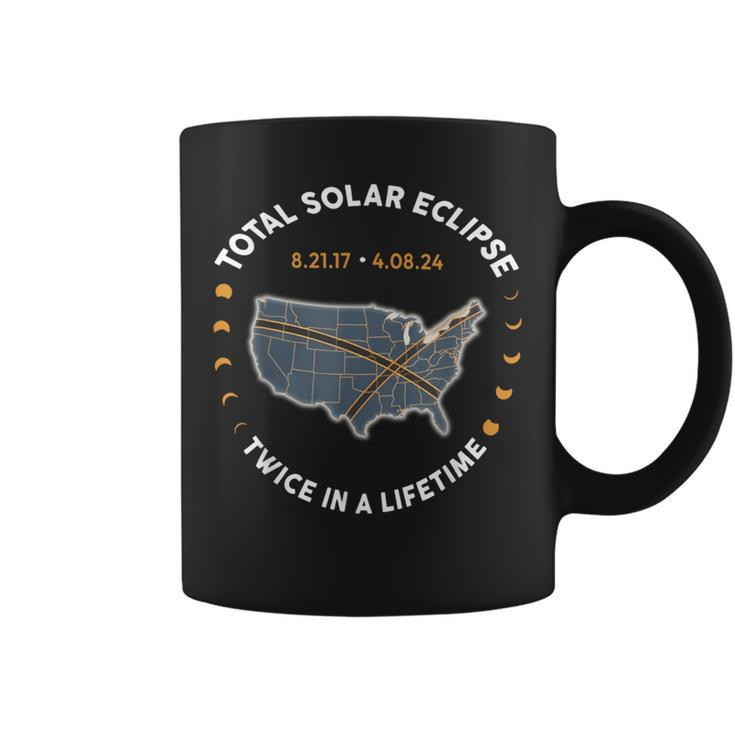 Total Solar Eclipse Twice In A Lifetime 2017 2024 Usa Map Coffee Mug