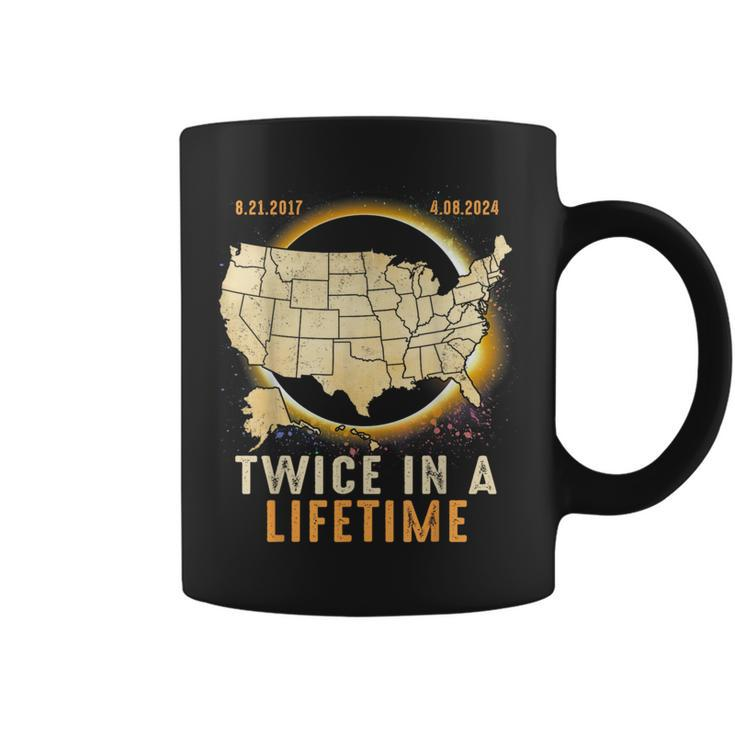 Total Solar Eclipse Twice In A Lifetime 2024 Usa Map Coffee Mug
