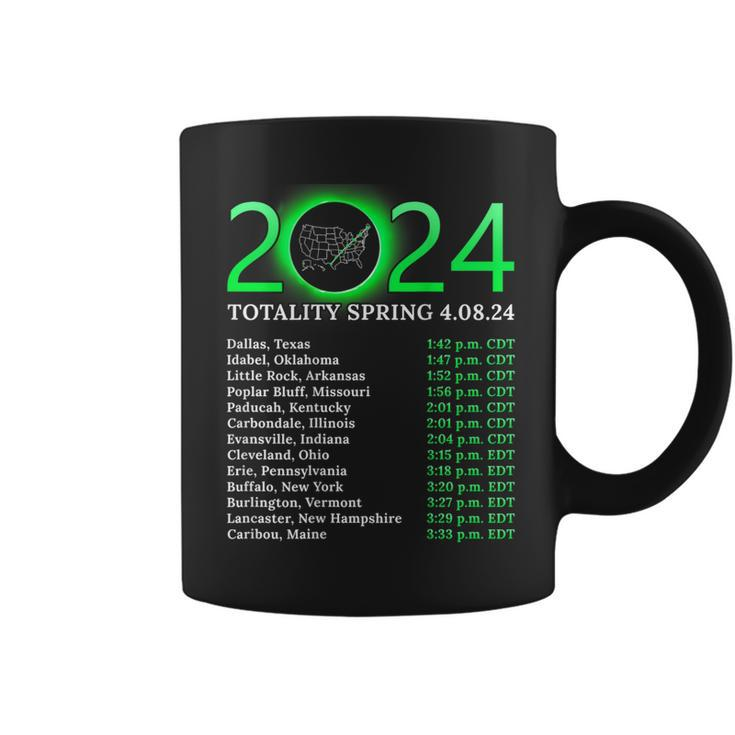 Totality Path 2024 American Total Eclipse Map On Back Coffee Mug