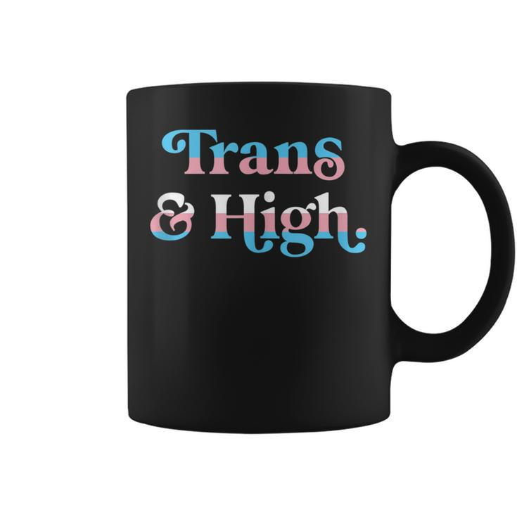 Trans And High Weed Marijuana Retro Lgbtq Pride Flag Coffee Mug