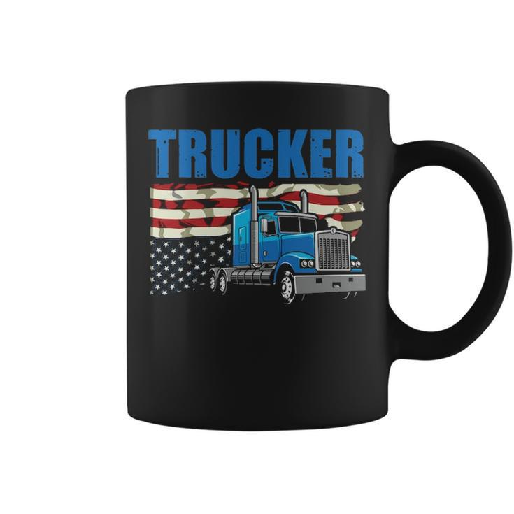 Truck Driver Trucker Flag Usa Coffee Mug