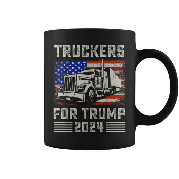 Truckers For Trump American Flag Trump 2024 Vintage Coffee Mug