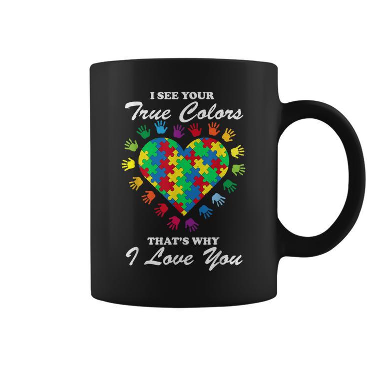 True Colors Heart Puzzle Cool Autism Awareness Coffee Mug