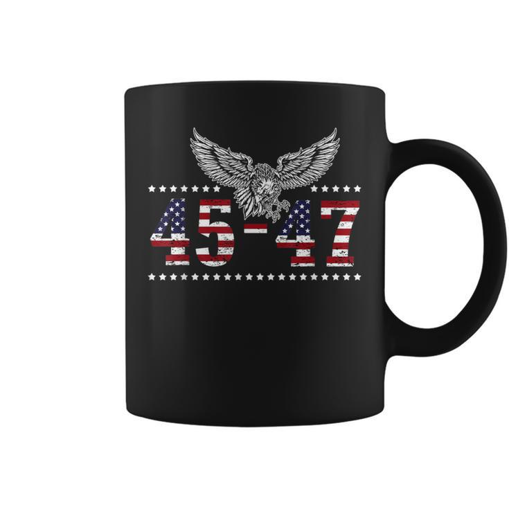 Trump 2024 President 45 And 47 American Flag Trump 2024 Coffee Mug